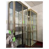 Brass and Glass Curio cabinets, Lighted, - $275.00 each