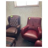 High End Red Leather Swivel Chair -$300.00