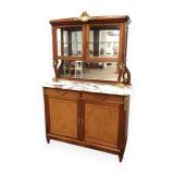 161-1 Antique French inlaid marble top and bronze buffet curio www.SouthJerseyAuction.com