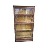 Lot 111:  Nice antique 4 stack graduating oak barrister bookcase w/drawer orig. finish www.SouthJerseyAuction.com