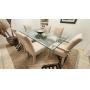 Beautiful Glass Top Table with 6 Upholstered Chairs