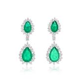 Lot #8235 Emerald & Diamond Earrings -GIA Certified