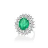 Lot #8243 Emerald & Diamond Ring-GIA Certified
