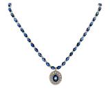 Lot #8257 Blue Sapphire & Diamond Necklace