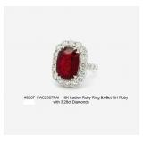 Lot #8267 Unheated Ruby Ring 8.08cts-GIA Certified
