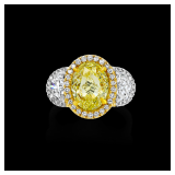Lot# 8052 Fancy Yellow Oval Diamond Ring-GIA Certified