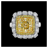 Lot# 9828 Fancy Yellow Diamond Ring - GIA Certified