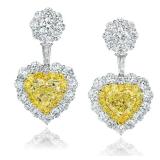 LOT#871 Fancy Yellow Diamond Earrings - GIA Certified