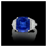 Lot #8184 Ceylon Blue Sapphire with Diamonds
