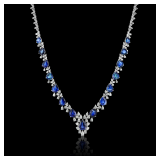 Lot #8244 Blue Sapphire & Diamond Necklace-GIA Certified