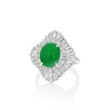 Lot #8221 Jadeite Jade & Diamond Ring - GIA Certified