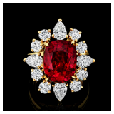 Lot #8273 Unheated Ruby & Diamond Ring