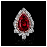 Lot #8276 Unheated Ruby & Diamond Ring