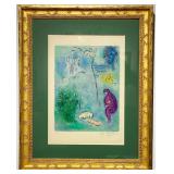 Lot #355 Original Marc Chagall Color Lithograph-Daphnis Discovers Chloe