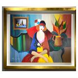 Lot #690 Original Oil Painting by Itzchak Tarkay -Magnifique Portrait