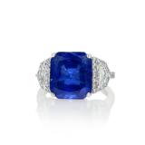 Lot #8184  Blue Sapphire & Diamond Ring