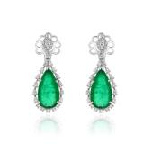 Lot #8236 Emerald & Diamond Earrings- GIA Certified