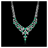 Lot #8246 Emerald & Diamond Necklace-GIA