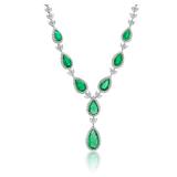 Lot #8247 Emerald  & Diamond Chandelier Necklace-GIA Certificate