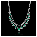 Lot #8254 Emerald & Diamond Necklace