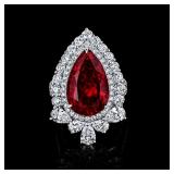 Lot #8276 Unheated Ruby & Diamond Ring-GIA Certified