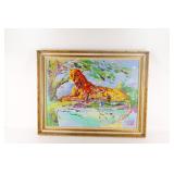 Original Oil on Canvas by Mark King - Reclining Leopard.