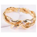 14k Yellow Gold and Diamond Snake Bracelet