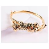 14k Yellow Gold Tiger Bangle Bracelet