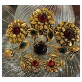 Joseff of Hollywood Chrysanthemum Brooch & Earrings Set 