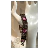 Art Deco Pink Glass Bracelet