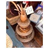 vintage, three-tiered lazy Susan serving tray