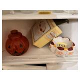 Santa Head Candy Dish, Glass Pumpkin Jar