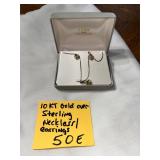 10KT Gold over Sterling Necklace/Earrings Jewelry