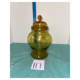 VTG amber apothecary jar art glass