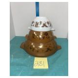 Pyrex Cinderella mixing bowls Early American set
