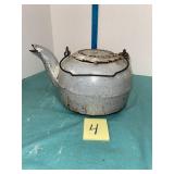 VTG enameled cast iron tea kettle wrought iron