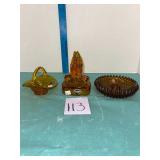 Kanawha praying hands basket & amber glass candle