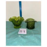 Fenton art glass hat and bowl