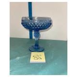 diamond point tall footed compote bowl art glass