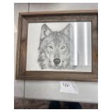 framed art wolf pencil drawing