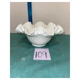 Fenton hobnail milk glass bowl art glass
