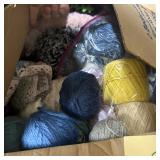 Box of Yarn and Crochet Squares