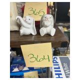 Pair of White Ceramic Bunny Figurines