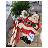 VTG Santa plastic blow mold decorations blanket