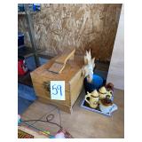 shoeshine kit and housewares lot