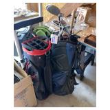 3 golf club bags & golf clubs