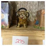 Golden Bulldog Coin Bank with Rhinestone Headphone