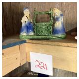 Ceramic Wishing Well Figurine with Boy and Girl