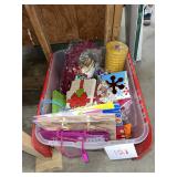 tote of gift wrapping supplies