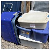 Assorted Multi-Color Plastic Storage Bins and Tote